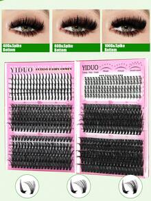 YIDUO 3 Boxes 1686pcs Mixed Cluster Eyelash Extension Set, Fine Large Curl And Lower Lash Volumizing Soft Faux Mink Single Lash, Includes 2x Adhesive, Sealer And Remover, Suitable For Beginner Women Daily Makeup Gift - Multicolor - View 13