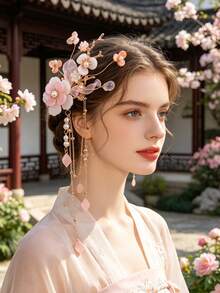 1件玻璃珠流蘇新娘髮飾，婚禮季盤髮裝飾髮夾 - 9148 - 查看 10