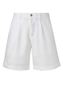 Men's Linen Shorts, Men's Summer Linen Pants | American Sporty Casual Shorts | Comfortable Fabric Material | Straight Cut Relaxed Fit | Elastic Drawstring Waist Design Suitable For Various Body Types | Suitable For Spring/Summer Commuting, Vacation, Travel, Daily Wear | Breathable And Non-Stuffy - White - View 4