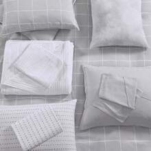 Queen Size Zander Microfiber Duvet Cover Set |   White Cityscape Urban Modern Bedding |   Ultra Soft Double Brushed Hotel Quality |   Wrinkle Free Stain Resistant Hypoallergenic |   Machine Washable Easy Care All Season Breathable - White - View 9