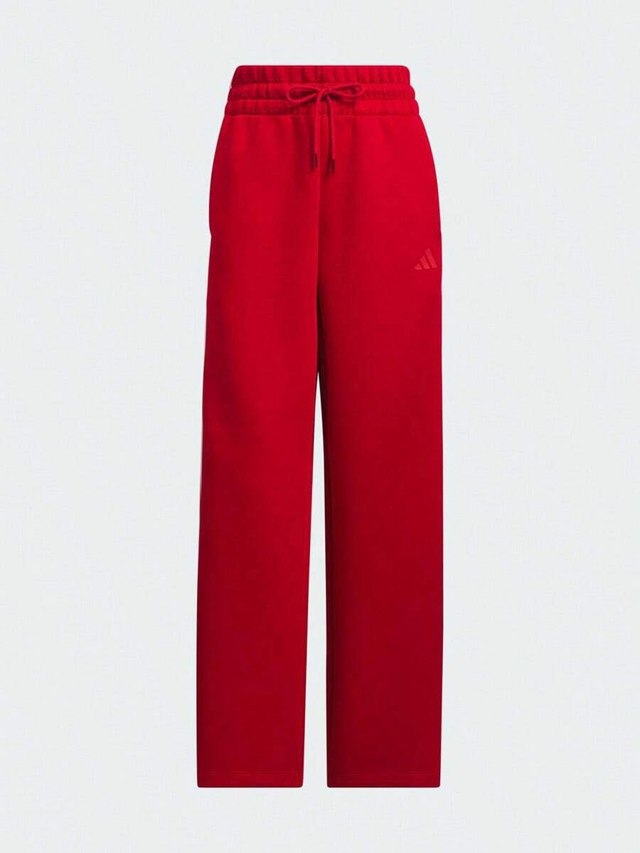 Adidas Women's Spring/Autumn Side Stripe Fashion Versatile Minimalist Casual Straight Leg Sweatpants With Drawstring JZ1643 - Energy Red - View 1