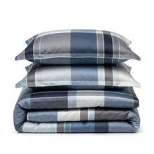 Blue Microfiber Duvet Cover Set, 3 Piece Bedding Set With Pillowcases, 100% Polyester - Size 180X200CM Options - Blue - View 6