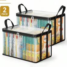 2pcs Large Clear Plastic Storage Box With Lid, Stackable Organizer Bin For Home & Office, Heavy Duty Container For Clothes, Books, Snacks - 2PCS - View 9