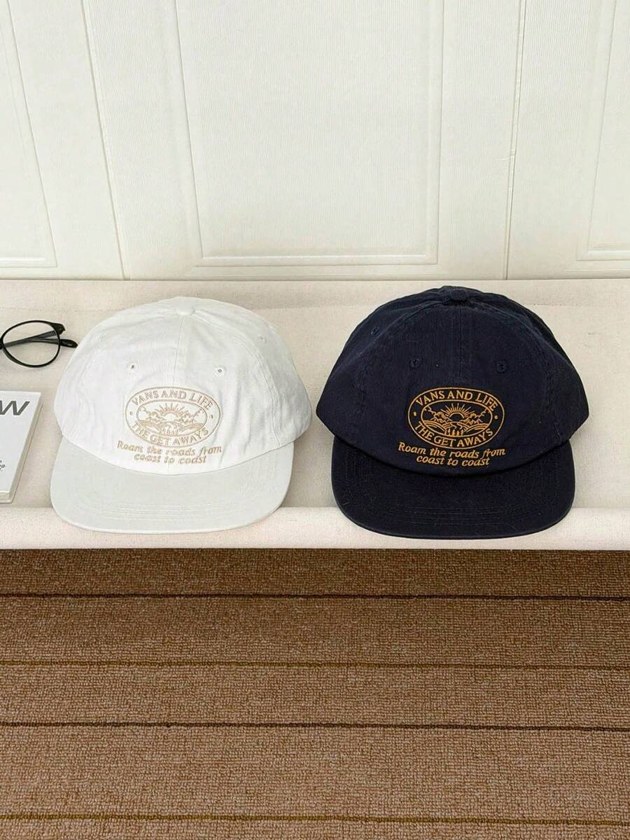 1件復古格紋字母刺繡軟頂5片式鴨舌帽，薄款寬平帽簷嘻哈遮陽帽，字母刺繡軟頂復古平帽簷棒球帽，女款春夏薄款大帽簷防曬5片帽，街頭平帽簷嘻哈棒球帽，格紋棒球帽，美英學院風，男女通用大頭圍防曬運動鴨舌帽