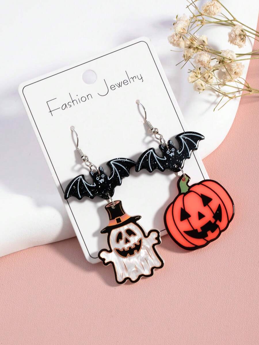 1 Pair Halloween Dangling Earrings, Fun, Cute And Playful Design Halloween Party Earrings - Multicolor - View 1