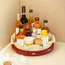 360° Rotating Kitchen Organizer Turntable, Multifunctional Countertop Storage Tray For Spices, Jars And Condiment Bottles. Suitable For Cabinets And Refrigerators, An Ideal Storage Organizer For Home Kitchens. - Multicolor - View 2