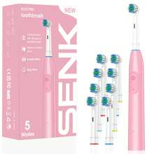 SENK Smart Electric Toothbrush, Pink And White Color Options, 4/8PCS Brush Head Set, 600mAh Lithium Battery 45 Days Long-Lasting Work, Suitable For Gifts, Personal Cleaning, Protect Oral Health - Multicolor - View 9
