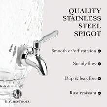 0.8 Gallon/ 3 Liter Glass Beverage Dispenser With Stainless Steel Spigot On Glass Pedestal, Decorative Mason Drink Dispenser For BBQ, Picnic, Pool Party, And Social Events - View 4