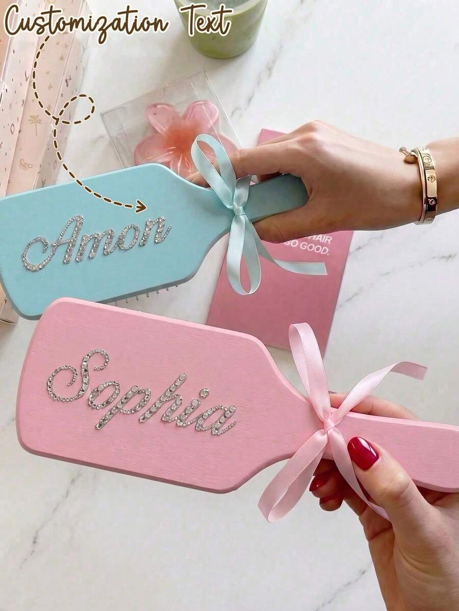 1 pieza Peine de cabello decorado con cristales de Rhinestone en forma de mariposa personalizado, accesorio de cabello elegante con nombre personalizado, regalo único para dama de honor, regalo para ella/mamá - Multicolor - Ver 1