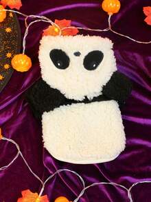 1pc Pet Clothes Dog Cat Apparel Autumn/Winter Cute Panda Baby Plush Jacket - Black and White - View 3