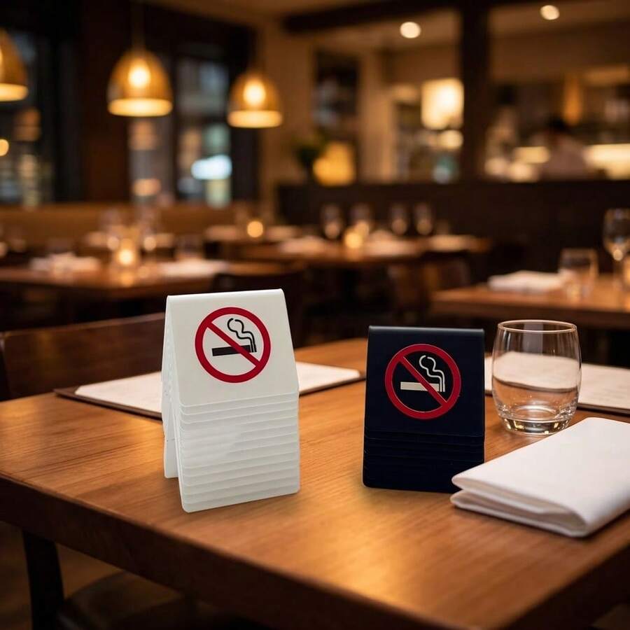 لافتة مثلثية ثلاثية الأبعاد لعدم التدخين، مناسبة للأعراس والمطاعم والمكاتب والأماكن العامة الأخرى. تصميم أكريليك بسيط ومتين، لتذكير الآخرين بعدم التدخين - B - مشاهدة 1