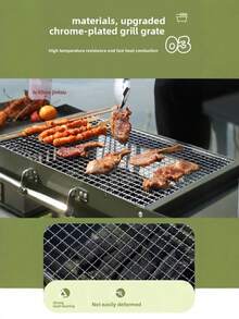 1 SET Outdoor Charcoal Grill, Foldable BBQ Rack, Portable Charcoal Grilling Tool For Camping And Picnic, Outdoor And Home Use, Camping Supplies - Multicolor - View 6