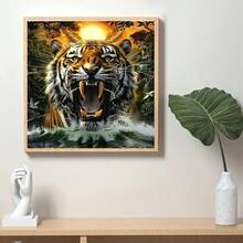 1pc DIY 5D Diamond Painting Kit, Multiple Sizes Available < Tiger Roaring In Mountains > Diamond Painting Tool Set, Suitable For Adults And Beginners, Frameless Round Diamond Painting Artwork - round diamond - View 6