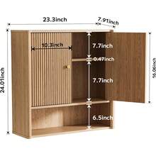 Bathroom Wall Cabinet, Medicine Cabinet With Adjustable Wood Shelf & Doors, Over The Toilet Storage Organizer Wall Mounted Storage Cabinet Variant 1 - Oak - View 2