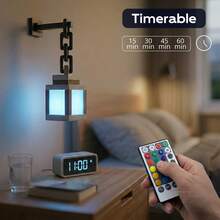 Pixel Lantern Night Light - 16 Color LED Wall Atmosphere Night Light With Remote Control - Rechargeable Night Light With Built-In 500mAh Battery, Desktop Lamp, Costume Cosplay Bedside Lamp For Room Decoration - Multicolor - View 7