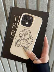 1 pieza Funda de teléfono TPU minimalista personalizada con dibujo de línea blanca de corazón y pata de gato, anti-caída, cobertura completa, compatible con Apple 17 16 15 14 13 12 11 Pro Max Air y Series - Multicolor - Ver 2