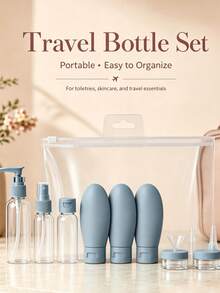 Travel Toiletry Set, Includes Spray Bottle, Lotion Bottle, Shampoo Bottle, Shower Gel Bottle And Portable Cosmetic Empty Liquid Containers - Multicolor - View 3