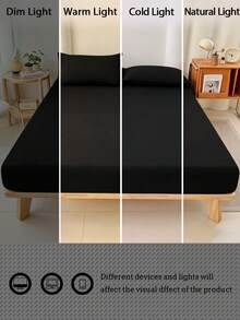 純色親膚磨毛床單套組（1件床單 + 2件枕套），適用於臥室與客房，四季皆可用，可機洗，深綠色/藍色/深棕色/酒紅色/淺黃色/咖啡棕色/淺灰紫色/白色 - 黑色 - 查看 11