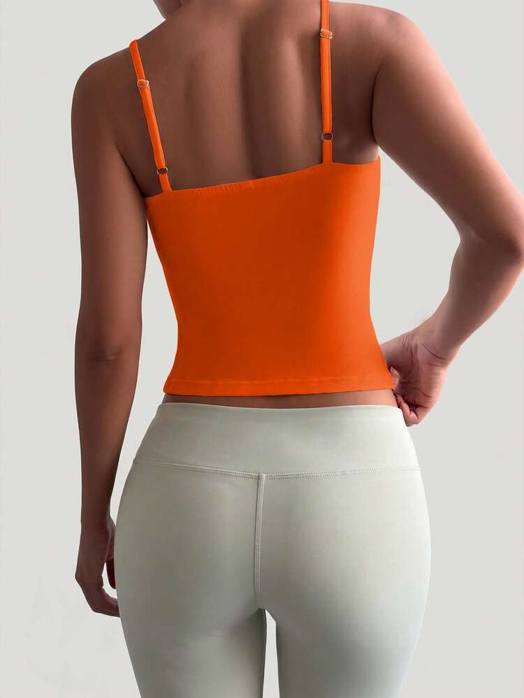 Muse Moon Women's Sexy Fitted Casual Solid Color Knit Tank Top, Suitable For Sports, Daily Wear, Office Commute - Orange - View 5