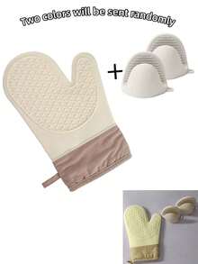 1pc White Heat-Resistant Oven Mitt - Multicolor - View 8