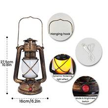 Vintage Handheld LED Lantern, USB Rechargeable, With Flickering Flame Effect, Switch Control, Suitable For Ramadan, Eid Decoration, Camping Flame Light, Perfect For Home, Hiking, Climbing, Gathering, Party, Islamic Festivals, Classic Design - Flame Light - View 10