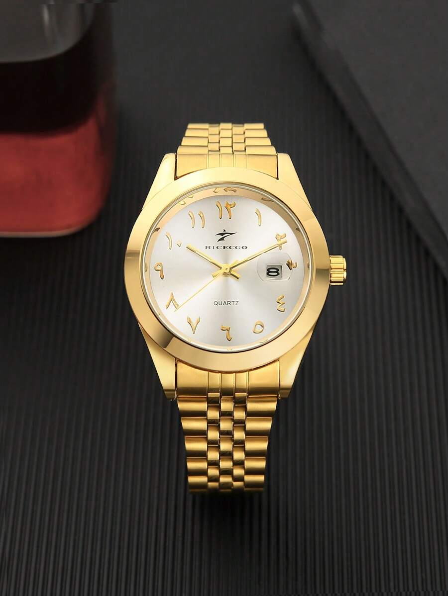 RICECGO Stylish Men's Business Watch, Stainless Steel, A Accessory For Men; The Perfect Holiday Gift For Family And Friends - Gold - View 1