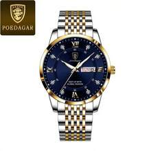 CTPOR POEDAGAR 1pc Men's Fashion Luminous Date Calendar Waterproof Stainless Steel Band Quartz Watch, Suitable For Daily Wear, Birthday, Holiday, Business Gift - Multicolor - View 16