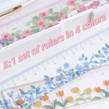 1pc Transparent Floral Acrylic Ruler, Dual Scale Transparent Ruler, Spring Floral Pattern Measuring Ruler, Suitable For Students, School, Office, Painting, Scrapbooking, Stationery Gifts, Office And School Supplies - Multiple Styles - View 4