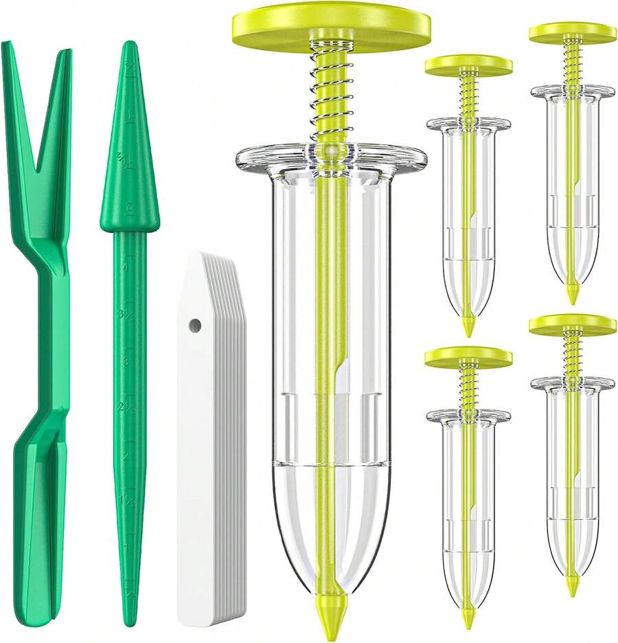 Fecsam 17 Pack Seed Planter Tool, Hand Seeder, Mini Sowing Seed Dispenser Sower, Seedlings Dibber And Widger, Seed Spreader For Planting Vegetables - White - View 1