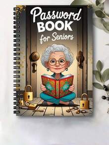 1pc Elderly Password Notebook, Featuring Elderly Cover And Gold Key Character Design. This Secure Password And Login Information Organizer Is Suitable For Internet, Computer, Home Or Office Use, And Is Also An Excellent Notebook Gift For Holidays. - Notebook - View 8