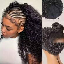 Smilegirl Kinky Curly 3-In-1 Real Hair Half Wig With Drawstring, Seamless Flip Wig, Glueless, Half-Up Half-Down, Beginner Friendly For Women, 26 Inch - Natural Black - View 13