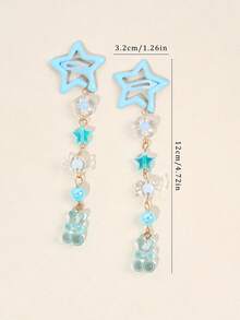 2pcs Girls Y2K Blue Star Bear Candy Decor Hair Clips, Academy Fantasy Fairy Style, Suitable As Gift For Friends - Multicolor - View 8