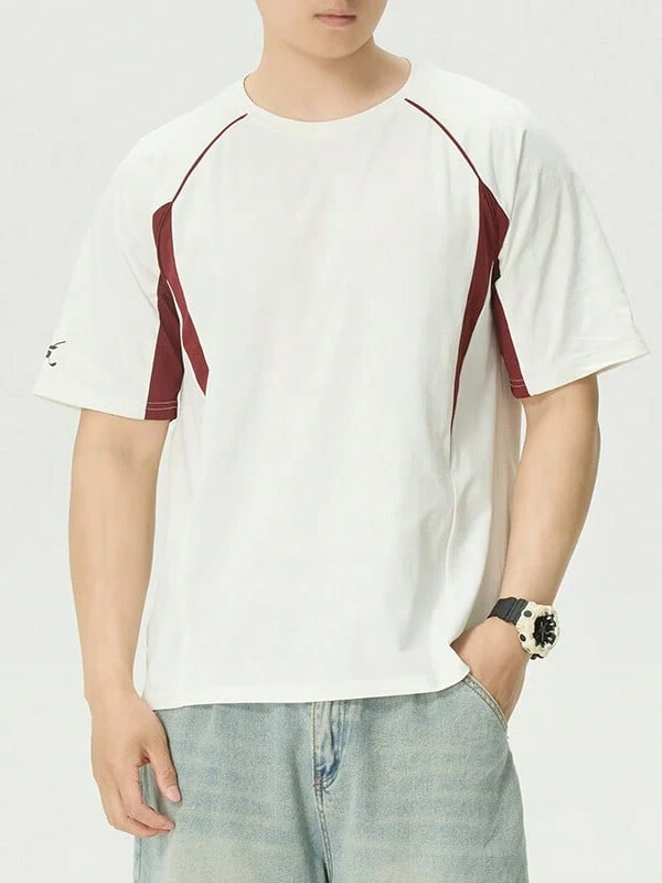 Skechers Men's Color-Block Raglan Cooling Quick-Dry Crew Neck Short Sleeve T-Shirt - White - View 1