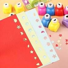 1/5pcs Mini Embossing And Punching Set - Vibrant Colors, Portable Craft Tools, Suitable For DIY Scrapbooking, Greeting Cards First Day Of School - Multicolor - View 7