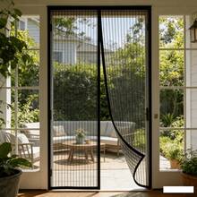 Heavy Duty Magnetic Screen Door, Black Striped Door Curtain, Suitable For Ventilation And Mosquito Prevention, Ideal For Indoor/Outdoor Use, Home Door Mosquito Net, The Best Insect Protection In Summer - A - View 4