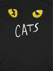 Eu Lager,Y2K Tops,Cats   Black  T-Shirt - 黑色 - 查看 1