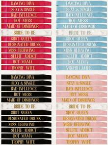 12pcs Bridal Shoulder Strap & Waist Belt Set, Bachelorette Party Fun Decorative Shoulder Straps, Wedding Team Gift Accessories (Black / Blue / Pink / Champagne) - Available In Multiple Colors - View 1