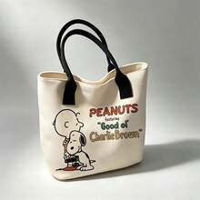 SNOOPY حقيبة كتف جرو كرتوني لطيفة، حقيبة قماشية كبيرة السعة متعددة الاستخدامات للطلاب، حقيبة ظهر للتنقل للنساء - A - مشاهدة 4