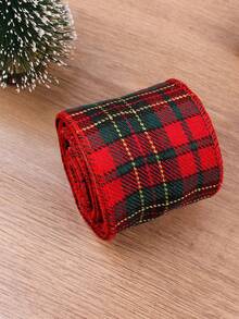 3/1pc Christmas Red & Green Plaid Gift Wrapping Ribbon, Suitable For All Christmas Gift Wrapping, Holiday Floral Arrangements, Bow Making, Wreath Making, Table Decor And Christmas Tree Decoration - One Size Fits All - View 7