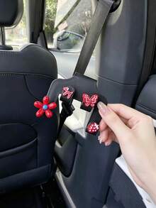 1PC Strawberry Flower Puppy Butterfly Resin Decor Car Seat Multi-Function Storage Hook Back Seat Phone Holder - Multicolor - View 5