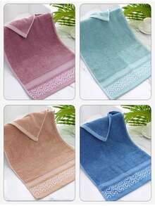 1PC Geometric Pattern Minimalist Bath Towel/4pcs Set Bath Towel Set - Soft & Comfortable Terry Material - Absorbent - Suitable For Bathroom, Home Decor, Gym, Vacation Travel, Holiday Gift, Home Decor Item - Purple - View 9