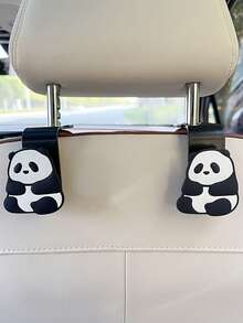 2pcs Cute Panda Car Seat Back Hooks, Cartoon Hidden Car Hooks, Practical Car Interior Storage Hooks, Panda Car Hooks, Seat Back Hidden Design, Multi-Functional Car Interior Storage - Panda - View 10