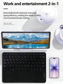 AKKHOO Wireless Keyboard, Rechargeable, Touchpad, Touch Mini Keyboard, Compatible With IPad Tablet - Black - View 4