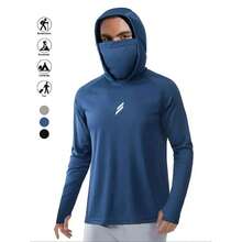 Conjunto de Sudadera con Capucha de Protección Solar para Hombre, Sudadera de Pesca con Máscara, Chaqueta de Pesca Casual Transpirable, Ropa Deportiva de Secado Rápido con Cubre Rostro, Equi - Negro - Ver 10