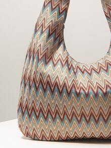 (Random Pattern) Shoulder Bag, Tote Bag, Travel Essentials, Cruise Essentials, Elegant Women's Handbag, Women's Gift, Daily Use, Multi-Functional - Multicolor - View 4
