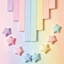 Set Kertas Origami Bintang Warna Macaron | Dekorasi Gantung Bintang Harapan DIY Tanpa Lem | Dekorasi Pesta/Pernikahan/Ruangan, Pengisi Kotak Hadiah | Sudah Dipotong, Mudah Dilipat, Cocok untuk Pelajar dan Pecinta Kerajinan Tangan - Bintang Origami - View 1