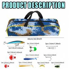 KecchKrezing 5.9ft Camouflage Telescopic Fishing Rod Set With Spinning Reel, Complete Fishing Tackle Including Fishing Line, Floats, Lures, Hooks, Bells, Suitable For Beginners River Lake Freshwater Fishing, With Storage Bag - Green - View 5
