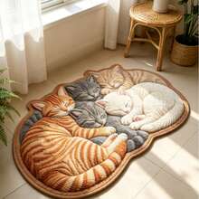 1pc Cute Sleeping Cat Ball Door Mat, Small Rug, Carpet, Runner Rug, Floor Mat, Home Decor, Area Rug, Outdoor Mat, Home Decor, Area Carpet, Bedroom Carpet, Washable Carpet - Multicolor - View 3