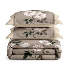 Beige Microfiber Duvet Cover Set, 3 Piece Bedding Set With Pillowcases, 100% Polyester - Size 220X200CM/180X200CM Options - Beige - View 2