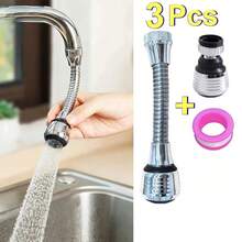 3pcs Set, Rotating Faucet Spray Head,Dual-Length Aerator Pack,360-Degree Swivel Splash Filter,With Plumber'S Tape,Upgraded Bubbler Device For Sink, Bathtub, Shower Fixture, Quick Connect Adapter - Long + Short + Tape - View 6